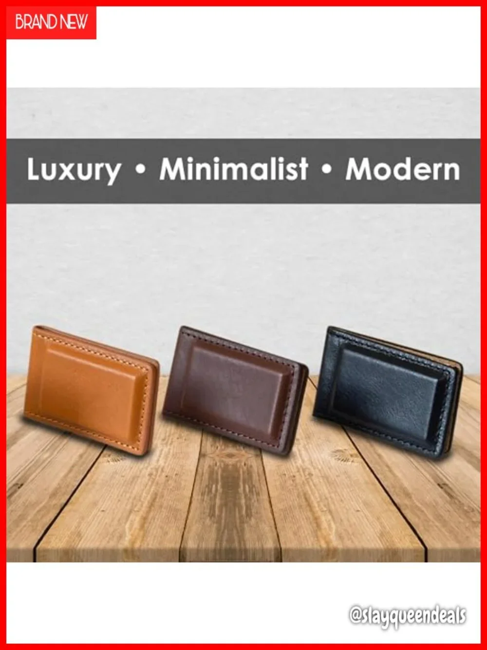 Handmade in USA Full Grain Leather Slim Wallet with Magnetic Money Clip